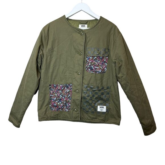 Vans X Liberty Boxy Button Up Oversized Brush Cotton Jacket Green Women's Medium - Picture 1 of 11